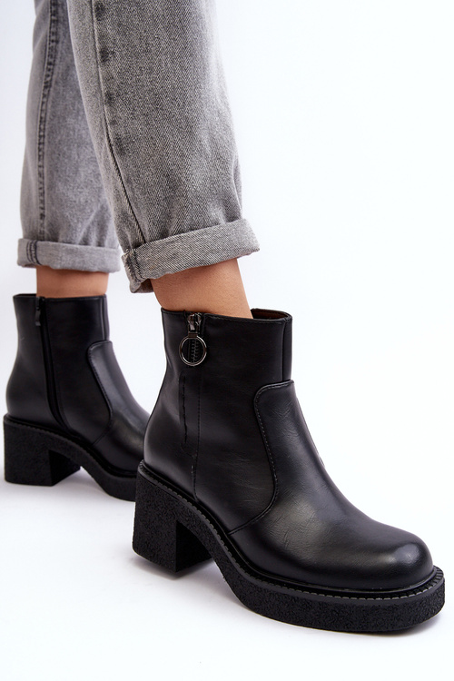 Чоботи жіночі на блискавці чорні Romella