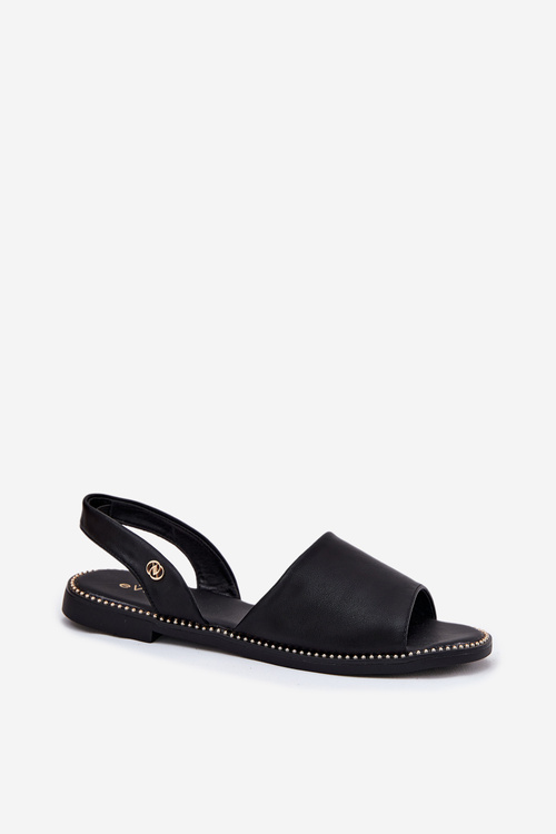 Жіночі Сандалі На Плоскому Каблуку Еко Шкіра Чорні Dereka