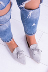 Lu Boo Grey Ballerina Pointed Lords Lace-ups Feliciano Suede