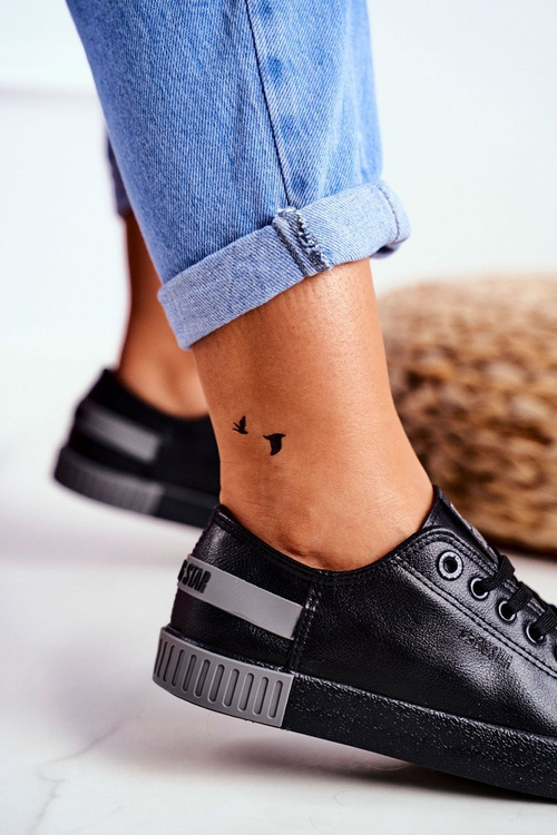 Жіночі шкіряні тенісні туфлі BIG STAR FF274177 чорно-сірі