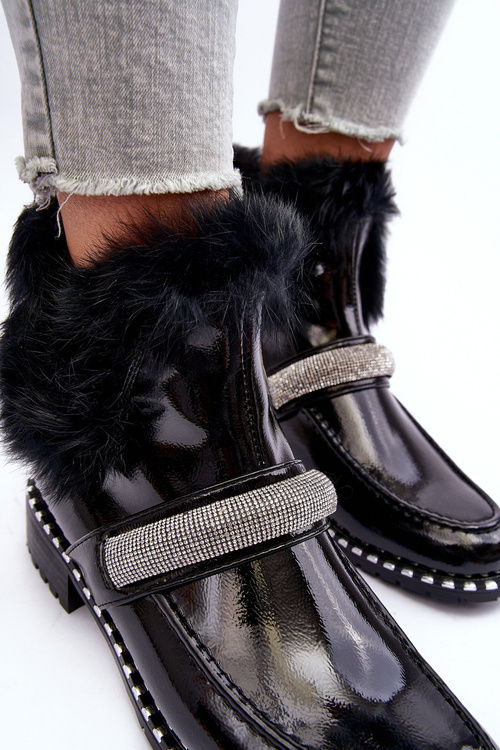 Жіночі ботильйони на плоскій каблуці та платформі чорні Linestta