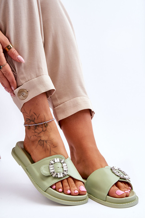 Жіночі тапочки на платформі з декором Green Beneca