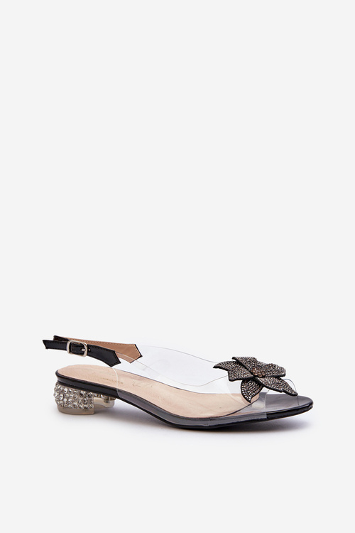 Прозорі босоніжки на низькому каблуці з декором Black D&A MR38-383