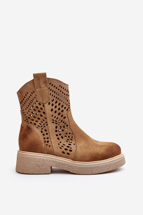 Бежеві жіночі замшеві ботильйони Zazoo 3470 на плоскій підошві