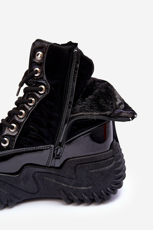 Чоботи жіночі на масивній платформі Lanleh чорного кольору