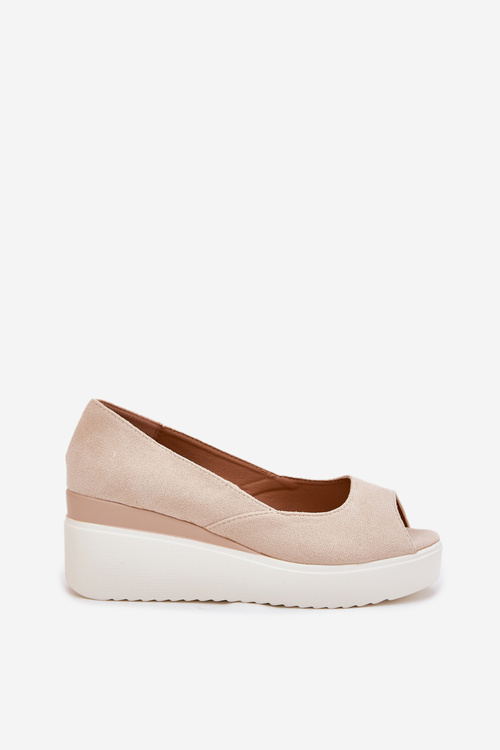 Жіночі Сандалі На Котурі З Еко Замші Світло Бежеві Velira