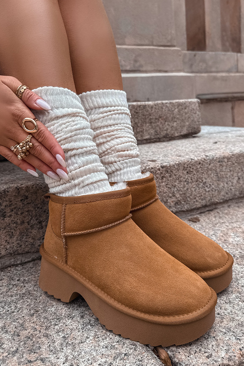 Жіночі зимові чоботи з натуральної замші утеплені хутром Camel Milora