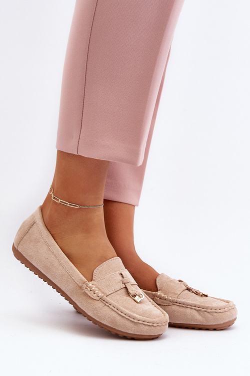 Жіночі класичні замшеві мокасини Ontala бежевого кольору