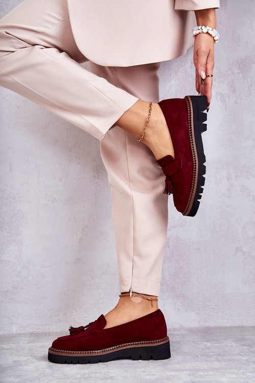 Жіночі замшеві туфлі на платформі бордові Unni