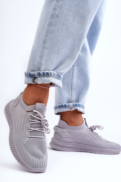 Жіноче спортивне взуття без шнурівки сіре Zauna