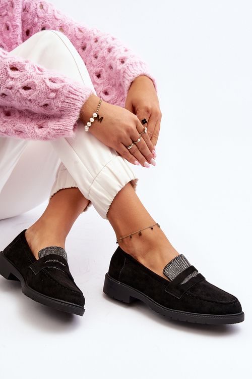 Жіночі чорні лофери Dananei з прикрасами