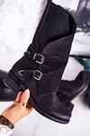 Жіночі утеплені чоботи з пряжками Black Cassidy