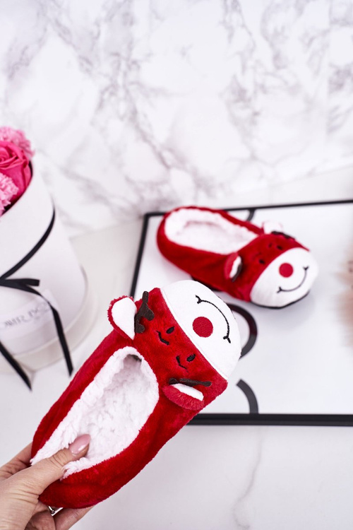 Дитячі різдвяні тапочки з оленями1 Red Xmas