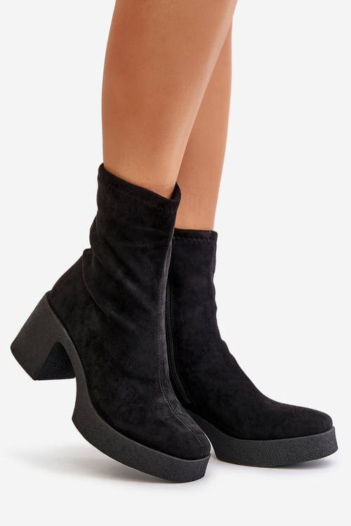 Жіночі черевики на платформі на підборах S.Barski HY42-739 Чорні