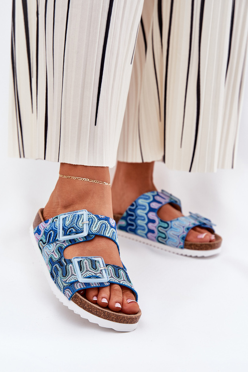 Жіночі Сандалі З Пряжками Та Блискітками S.Barski RB51-006 Сині