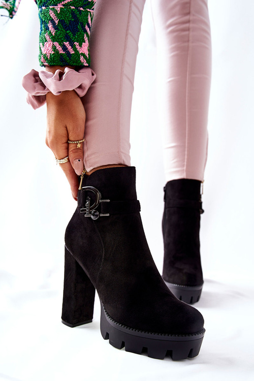 Замшеві чоботи на високому каблуці Чорні Dianne