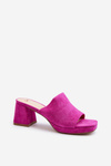 Жіночі мюлі на високих підборах кольору фуксії Bralya