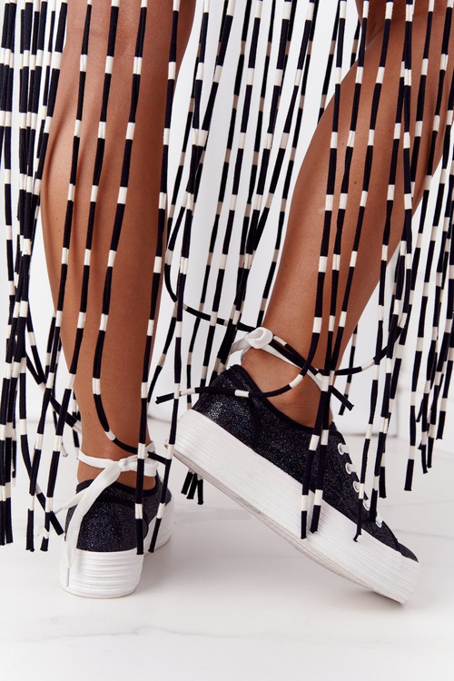 Блискучі кросівки на платформі Black Luna