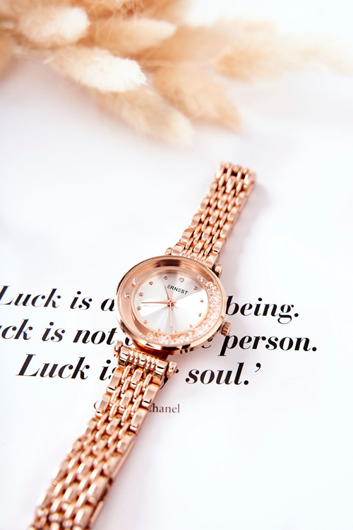 Жіночий годинник на браслеті з кубічним цирконієм ERNEST Champagne