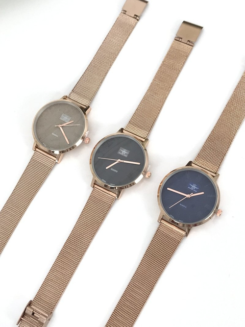 Жіночий годинник Michael John Elis Pink Gold / Grey Shield