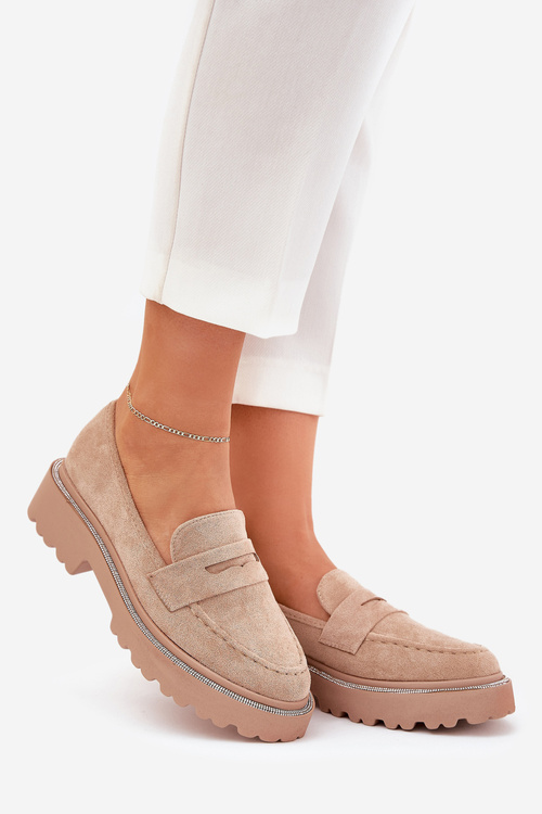 Жіночі еко замшеві мокасини з цирконіями хакі Wilamla