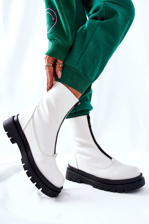 Жіночі черевики на блискавці білого кольору Tierra