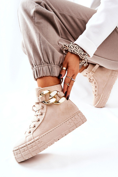 Високі кросівки на платформі світло-бежеві Evenia