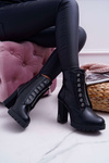 Жіночі чоботи на шпильці, декоративна блискавка, чорні Imagine