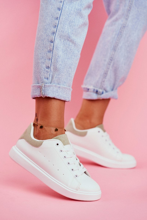 Жіноче спортивне взуття білі на зеленому каблуці Milly