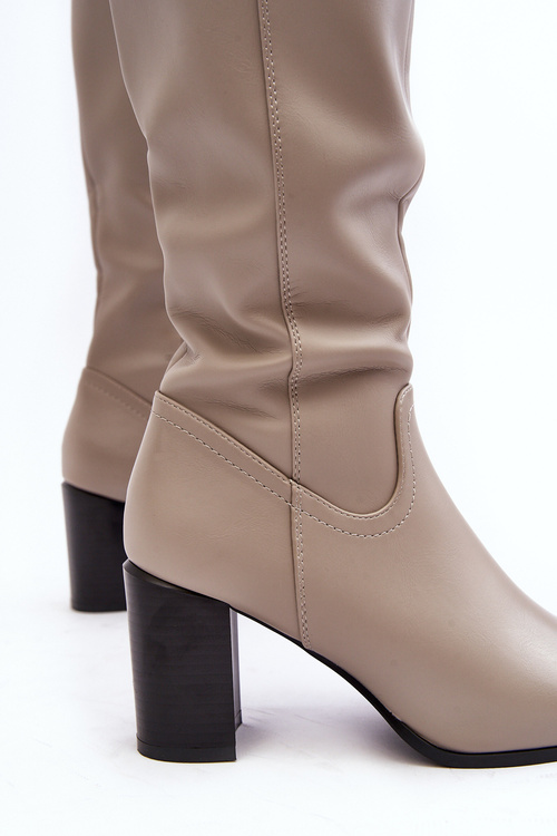 Жіночі сірі чоботи до коліна на шпильці Nelamessa