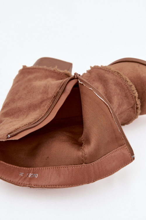 Жіночі ботильйони на каблуці з оберненою штангою світло коричневі Idalia