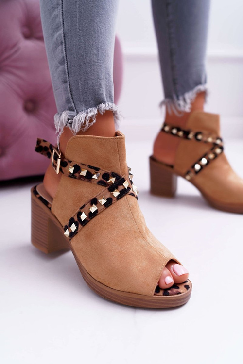 Жіночі босоніжки Lu Boo на шпильці з верблюжим верхом 318-30 Fiode