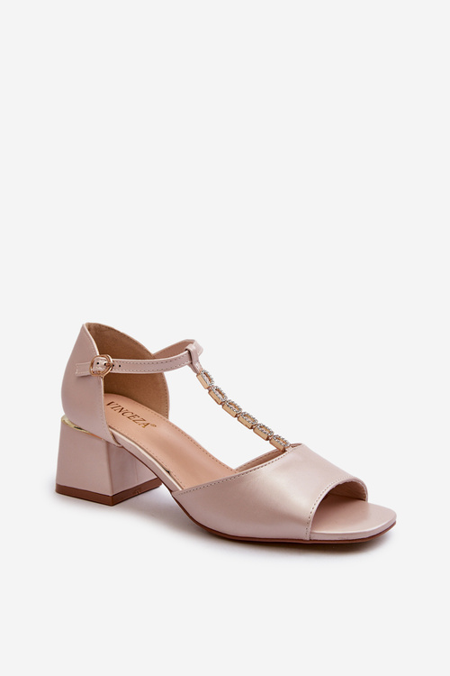 Жіночі босоніжки на блочному каблуці з декоративним ремінцем з еко шкіри Golden Obivena