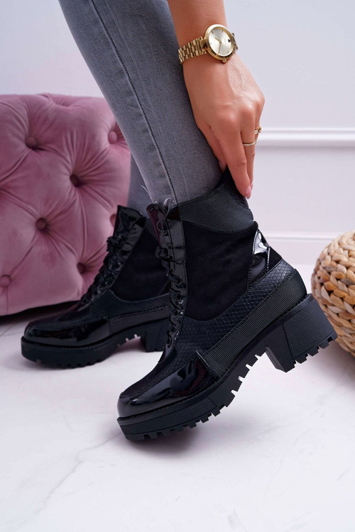 Чоботи жіночі високі чорні Trappers Nemtere
