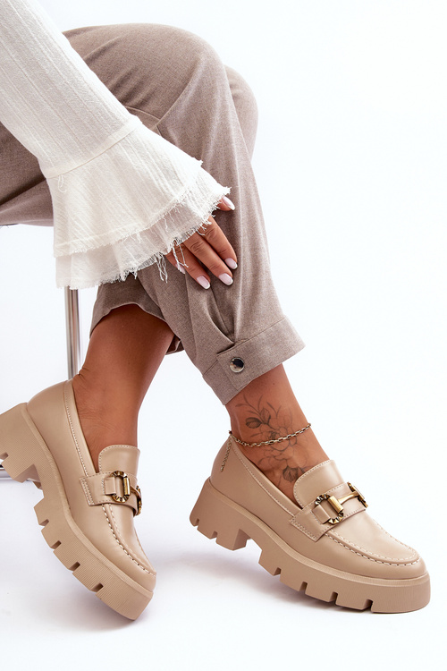 Жіночі лофери з орнаментом Beige Peuria