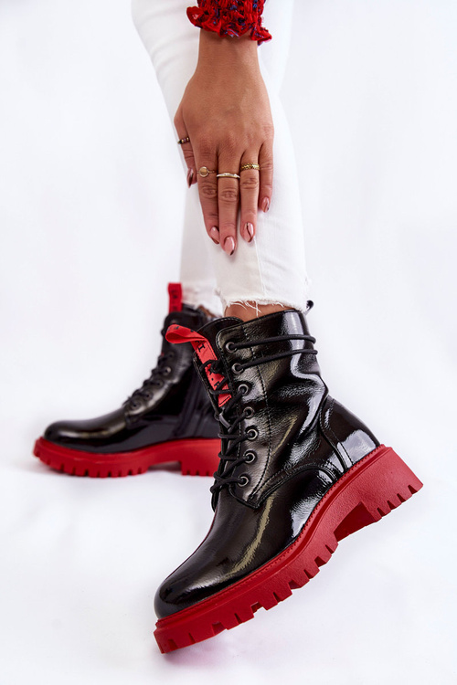 Лаковані жіночі черевики La.Fi 250045R-LA чорно-червоні