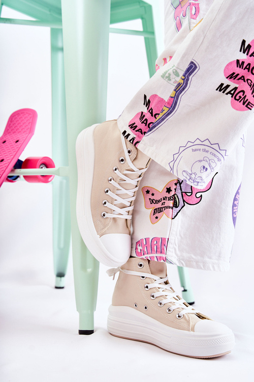 Жіночі високі кросівки Carlyn бежеві