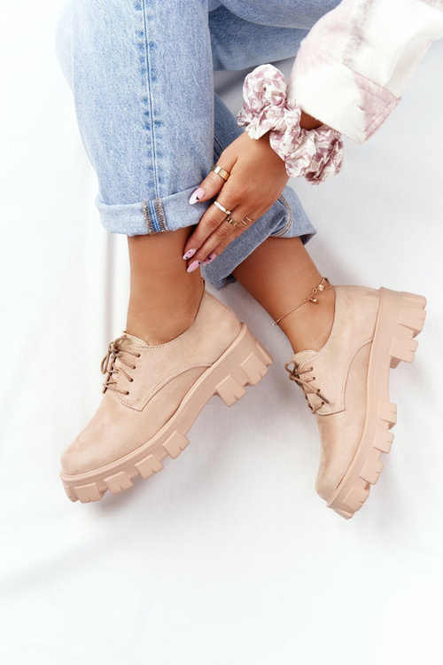 Жіночі замшеві оксфорди-броги на платформі голого кольору Imogen