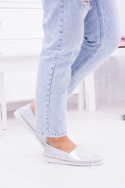 Жіночі срібні шкіряні сліпони Frela