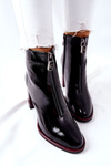 Чоботи жіночі чорні лаковані на танкетці Кофтон