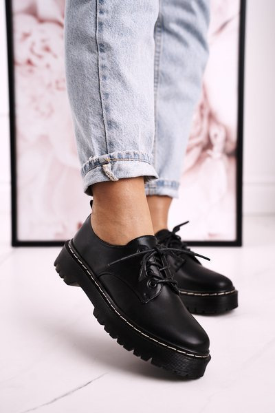 Жіночі класичні броги Оксфорд на платформі S.Barski HX62 Чорні