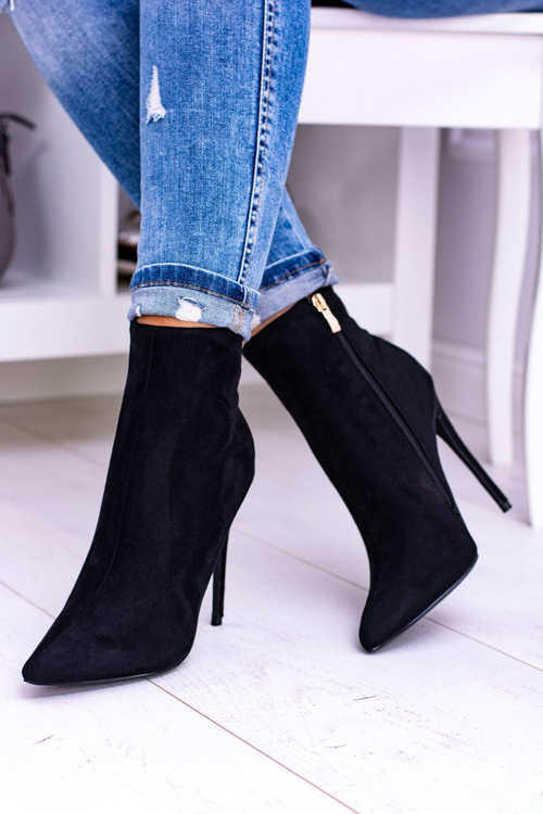 Чорні замшеві венеціанські черевики Lu Boo на шпильці