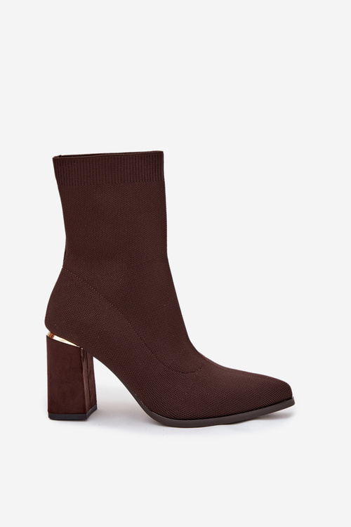 Тканинні жіночі чоботи на підборах шоколадного кольору Virelle