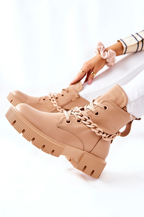 Чоботи високі шкіряні бежеві Izzy