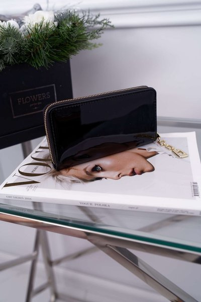 Жіночий гаманець великий з чорного золота на блискавці