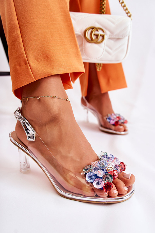 Елегантні босоніжки зі срібними кристалами Lanette