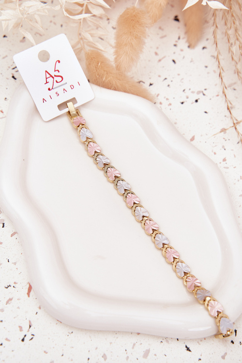 Жіночий браслет з кольоровими серцями Хірургічна сталь Золото