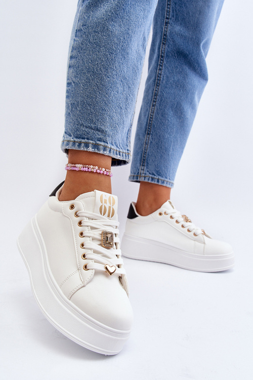 Жіночі кросівки на платформі з білими прикрасами Herbisa