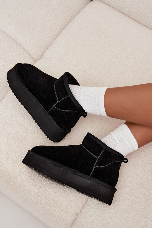 Замшеві жіночі зимові чоботи на платформі Vinceza 97962 Чорні