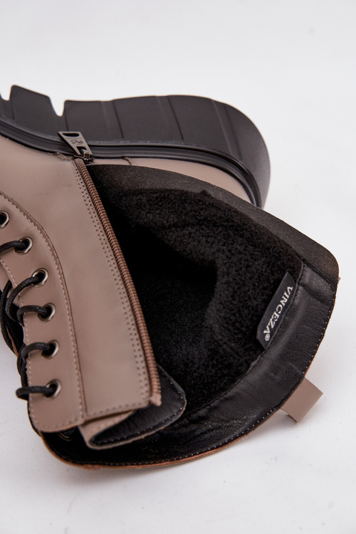 Жіночі робочі чоботи на платформі з підкладкою Vinceza 58588 темно-бежеві